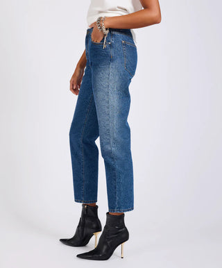 Slims High Waist Cropped Slim Fit Denim Jeans - Blue Paisley