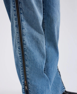 Low Riders Low Waist Wide Leg Zipped Denim Jeans - Pretty Blue