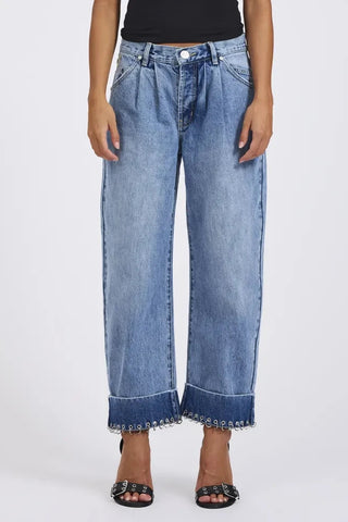 Smiths Low Waist Wide Leg Tailored Denim Jeans | Pretty Blue