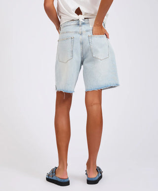 Jacksons Mid Waist Wide Leg Denim Shorts - Blue Latte