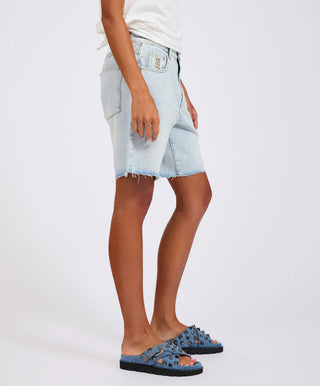 Jacksons Mid Waist Wide Leg Denim Shorts - Blue Latte