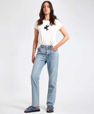 Austins Mid Waist Relaxed Straight Leg Jeans - Misty Blue