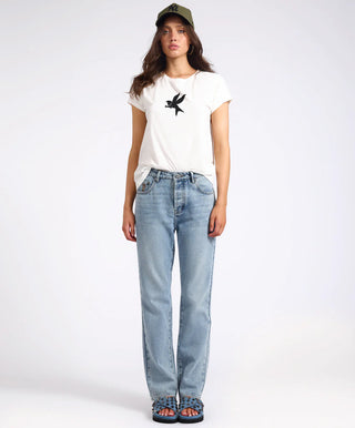 Austins Mid Waist Relaxed Straight Leg Jeans - Misty Blue