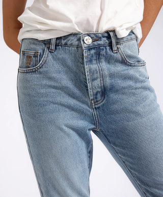 Austins Mid Waist Relaxed Straight Leg Jeans - Misty Blue