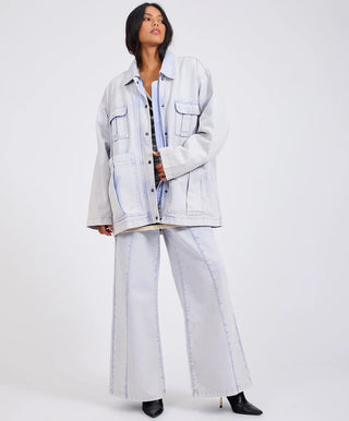 Hayden High Waist Wide Leg Trouser Denim Jeans - Lavender Blue