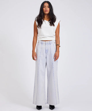 Hayden High Waist Wide Leg Trouser Denim Jeans - Lavender Blue