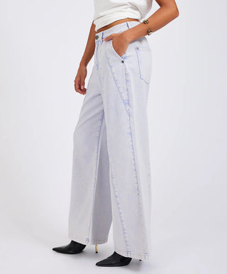 Hayden High Waist Wide Leg Trouser Denim Jeans - Lavender Blue