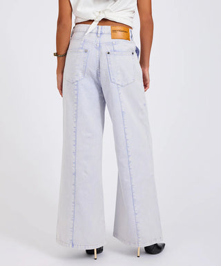 Hayden High Waist Wide Leg Trouser Denim Jeans - Lavender Blue