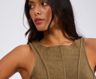 DESERT MUSE PEPLUM TANK TOP - KHAKI