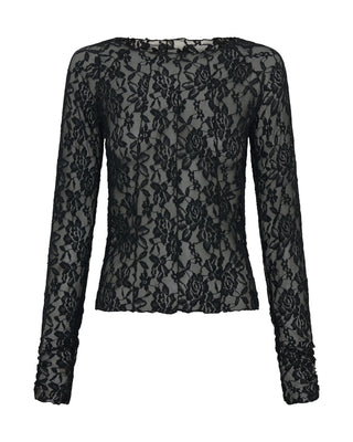 Wednesday Lace Long Sleeve Top - Black