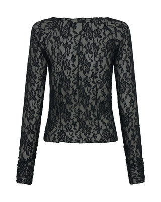 Wednesday Lace Long Sleeve Top - Black