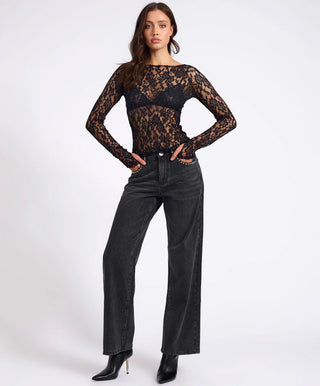 Wednesday Lace Long Sleeve Top - Black
