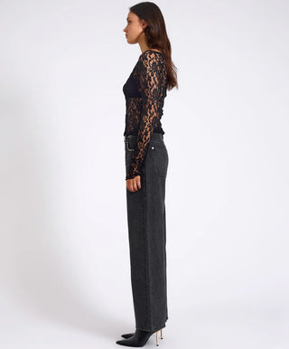 Wednesday Lace Long Sleeve Top - Black