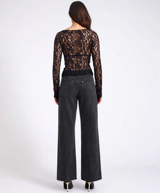 Wednesday Lace Long Sleeve Top - Black