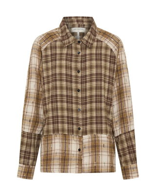 Rodeo Rust Patchwork Flannel Shirt - Brown