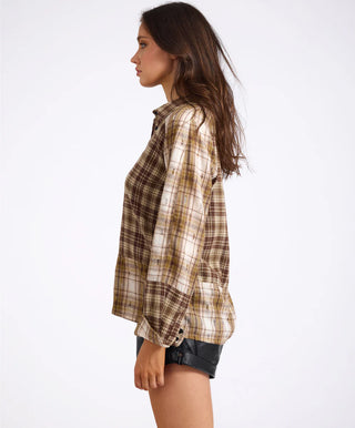 Rodeo Rust Patchwork Flannel Shirt - Brown