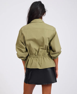 Tie Waist Cotton Shirt - Khaki