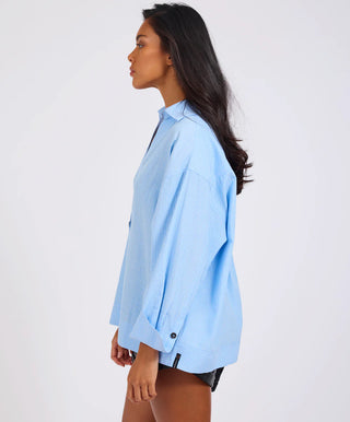 Powerhouse Oversized Longsleeve Pinstripe Shirt - Blue