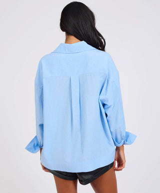 Powerhouse Oversized Longsleeve Pinstripe Shirt - Blue