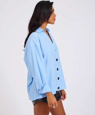 Powerhouse Oversized Longsleeve Pinstripe Shirt - Blue