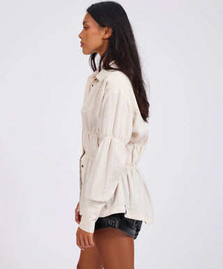 Harper Ruched Longsleeve Shirt - Cream