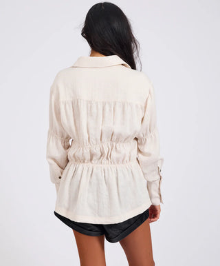 Harper Ruched Longsleeve Shirt - Cream