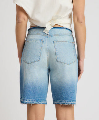 Rambler Mid Waist Wide Leg Boyfriend Denim Shorts - Endless Summer Blue