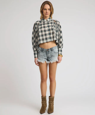 Dukes Low Waist Mini Denim Shorts - Soft Grey