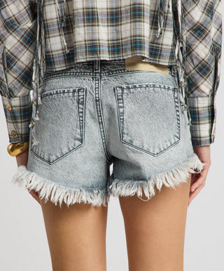 Dukes Low Waist Mini Denim Shorts - Soft Grey