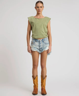 Rollers Low Waist Denim Shorts - Hendrixe Blue