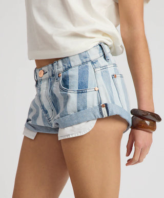 Bandits Low Waist Denim Shorts - Beach Club Stripe