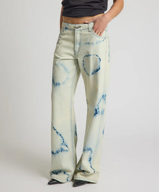 Revival Tie-Dye Lowriders Low Waist Wide Leg Denim - Tie Dye Dreams
