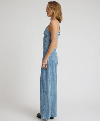Brigitte Wide Leg Cami Denim Jumpsuit - Blue Rapture