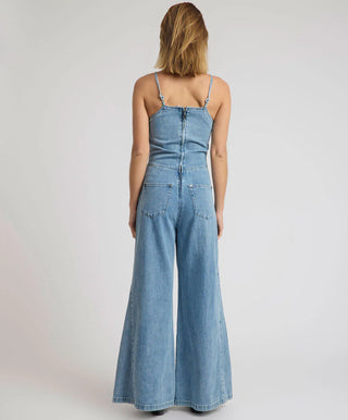 Brigitte Wide Leg Cami Denim Jumpsuit - Blue Rapture