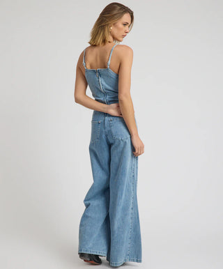 Brigitte Wide Leg Cami Denim Jumpsuit - Blue Rapture