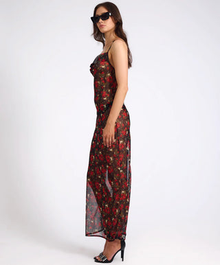 Flower Jagger Slip Dress - Red