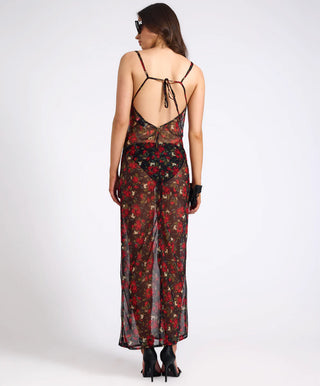 Flower Jagger Slip Dress - Red