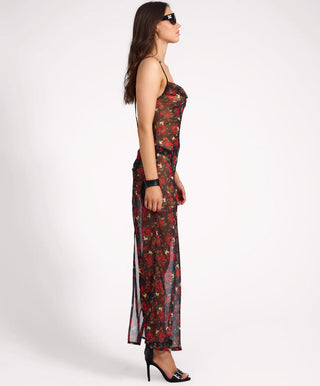 Flower Jagger Slip Dress - Red
