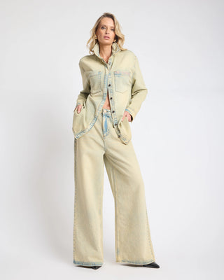 LOVE MACHINES HIGH WAIST SUPER WIDE LEG DENIM JEANS- BLUE SAND