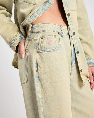 LOVE MACHINES HIGH WAIST SUPER WIDE LEG DENIM JEANS- BLUE SAND