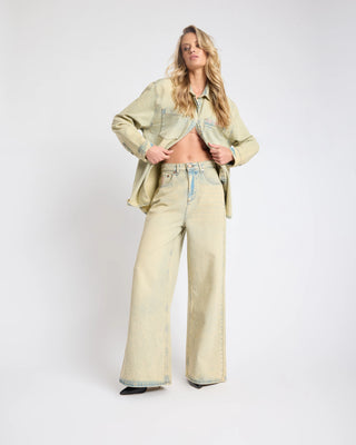 LOVE MACHINES HIGH WAIST SUPER WIDE LEG DENIM JEANS- BLUE SAND