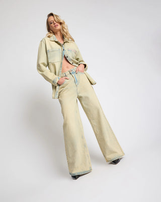 LOVE MACHINES HIGH WAIST SUPER WIDE LEG DENIM JEANS- BLUE SAND