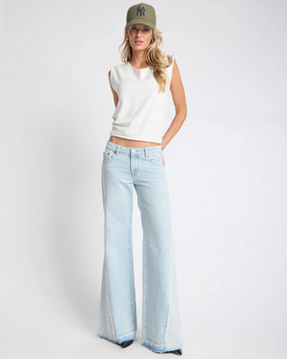 Johnnies Low Waist Wide Leg Flared Denim Jeans - Cosmic Blue
