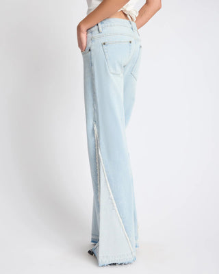 Johnnies Low Waist Wide Leg Flared Denim Jeans - Cosmic Blue