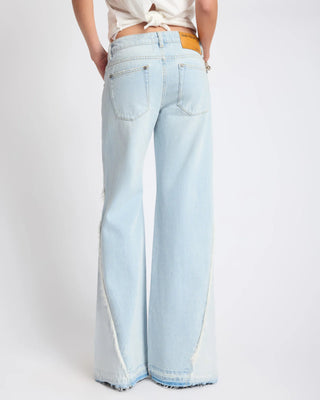 Johnnies Low Waist Wide Leg Flared Denim Jeans - Cosmic Blue