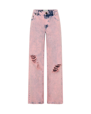 Low Riders Low Waist Wide Leg Denim Jeans - Pink Haze