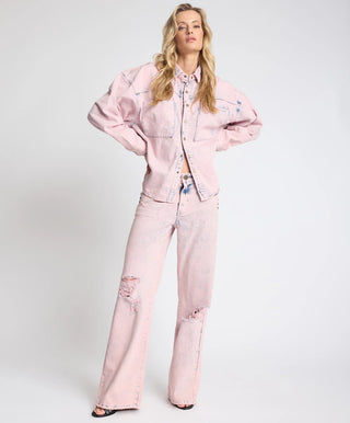 Low Riders Low Waist Wide Leg Denim Jeans - Pink Haze