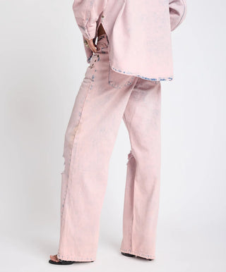 Low Riders Low Waist Wide Leg Denim Jeans - Pink Haze