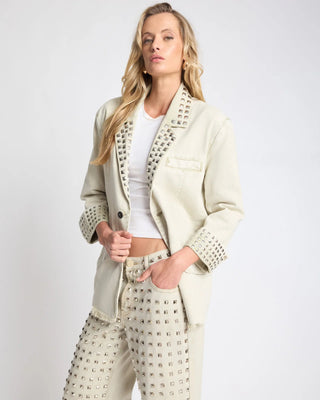 Silver Storm Studded Blazer - Antique Khaki