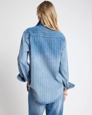 Distressed Everyday Denim Shirt - Blue Stripe